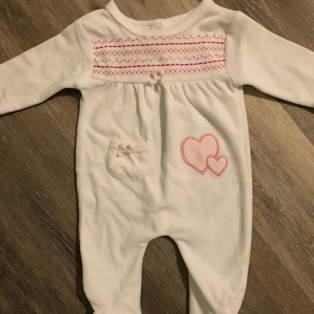 White fleece embroidered onesie